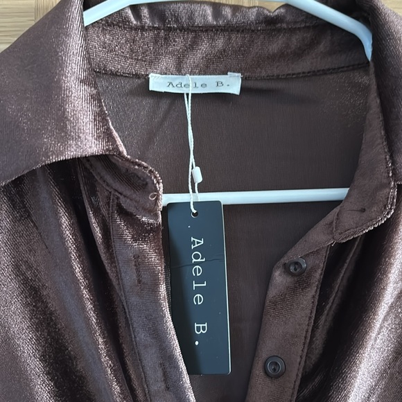 NWT Adele B Ruched Velvet Chocolate Brown Dress Size M - Picture 5 of 7
